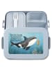 Mr. & Mrs. Panda Bentobox Orca Design mit Spruch in Blau Pastell