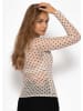 SASSYCLASSY Mesh Langarmshirt mit Punkten in Beige