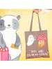 Mr. & Mrs. Panda Henkeltasche Halloween Zauber mit Spruch in Braun Pastell