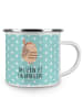 Mr. & Mrs. Panda Camping Emaille Tasse Eule Federschmuck mit Spruch in Türkis Pastell