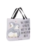 Mr. & Mrs. Panda Strandtasche Pinguine Kuscheln mit Spruch in Grau Pastell