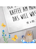 Mr. & Mrs. Panda Handtuch Bär Morgenkaffee mit Spruch in Weiß