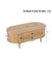 ABRIHOME Couchtisch in Holzfarbe oval mit Schiebetüren 2 Schubladen
