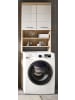 Inn.Furn Waschmaschinenschrank weiß Hochglanz, Eiche 63 cm, Überbau mit 6 Fächern