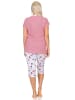 NORMANN Kurzarm Schlafanzug Capri Pyjama Streifen - 85081 in rot