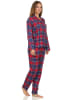 NORMANN Flanell Pyjama Schlafanzug kariert Knopfleiste und Hemdkragen - 50423 in Blau