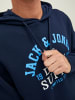Jack & Jones Warmer Logo Print Hoodie Sweater Pullover JJELOGO in Navy