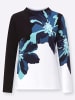 WITT WEIDEN Langarm-Pullover in schwarz-aquamarin-bedruckt