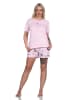 NORMANN kurzarm Schlafanzug Shorty Pyjama floralem Alloverprint in rosa