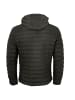 Milestone Stepplederjacke Lammnubuk Kapuze in Schwarz
