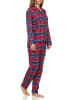 NORMANN Flanell Pyjama Schlafanzug kariert Knopfleiste und Hemdkragen - 50420 in Blau
