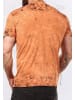 Rusty Neal V-Neck T-Shirt Verwaschen mit Seitlichem Logo Print in Orange