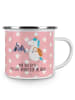 Mr. & Mrs. Panda Emaille Becher Einhorn Bergsteiger mit Spruch in Rot Pastell
