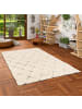 Pergamon Natur Teppich Shaggy Wolle Linea Rauten in Wollweiss