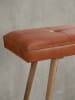 KADIMA DESIGN Sitzbank Ziegenleder / Massivholz Bank 117x51x38 cm im Retro Stil,