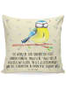Mr. & Mrs. Panda Sofakissen Vogel Blaumeise mit Spruch in Blumig