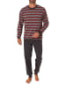 NORMANN Langarm Schlafanzug Frottee Bündchen in rot