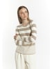 DreiMaster Klassik Strickpullover in Grau Beige Wollweiss