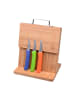 GRÄWE Magnet-Messerhalter Bambus klein mit Küchenmessern in bunt1