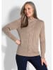 GOLDNER Kurzgröße:  Strickpullover Hüftlanger Langarm Pullover, Zopfstrick in beige / gemustert