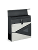 relaxdays Briefkasten in Schwarz/ Silber - (B)37 x (H)37 x (T)11 cm