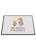 Mr. & Mrs. Panda Schreibtischunterlage Bären mit Hut mit Spruch in Grau Pastell