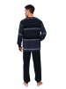 NORMANN Langarm Schlafanzug Frottee Stretch Pyjama Bündchen in marine