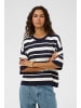 Soaked in Luxury Strickpullover SLSpina Baggy fit in India Ink and White Stripe