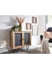 KADIMA DESIGN Sideboard 80x75x35 cm Massivholz / Stein-Optik Anrichte Braun,