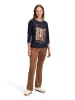 Betty Barclay Basic Shirt mit Rippbündchen in Patch Dark Blue/Brown