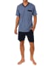 NORMANN Kurzarm Schlafanzug Pyjama Shorty Übergrößen in blau