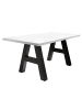 58 aufm Kessel ESSTISCH ausziehbar Elia 7 160x90x75 Esszimmertisch Schwarzstahl/Weiß