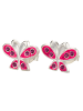 schmuck23 Ohrringe 925 Silber Schmetterling in Pink