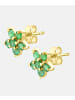 Vanlere Ohrstecker aus 375 Gelbgold mit Smaragd Blumen-Design