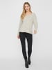 Vero Moda Strickpullover V-Ausschnitt Langarm Sweater VMCREWLEFILE in Beige