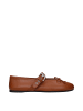 Miu Miu Braun Leder Ballerina Flache Schuhe