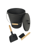 relaxdays 3-tlg. Ascheeimer Set in Schwarz - 20 Liter