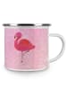 Mr. & Mrs. Panda Camping Emaille Tasse Flamingo Classic ohne Spruch in Aquarell Pink