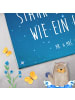 Mr. & Mrs. Panda Gästehandtuch Sternzeichen Löwe mit Spruch in Sternenhimmel Blau