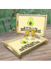 Mr. & Mrs. Panda Holztablett Avocado Kern mit Spruch in Gelb Pastell
