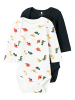 name it 2er Pack Baby Bodys "Dino" in Weiß