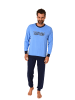 NORMANN Pyjama langarm Schlafanzug Bündchen - 70406 in blau
