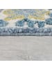 KADIMA DESIGN Teppich Kurzflor Unifarben, Floral Bordüre, Wohnzimmer in Blau-Beige