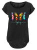 F4NT4STIC Long Cut T-Shirt Schmetterling Illusion Long in schwarz