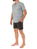 NORMANN kurzarm Schlafanzug Shorty Pyjama zum durchknöpfen in anthrazit