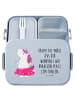Mr. & Mrs. Panda Lunchbox Einhorn Ballerina Motiv mit Spruch in Blau Pastell