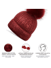 styleBREAKER Strick Bommelmütze in Bordeaux-Rot