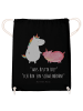 Mr. & Mrs. Panda Materialtasche Einhorn Schwein mit Spruch in Schwarz