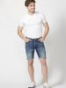 KOROSHI DENIM SLIM FIT SHORTS in blau