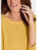 GOLDNER Kurzgröße:  Strickpullover Halbarm Baumwollpullover mit Struktur in honig